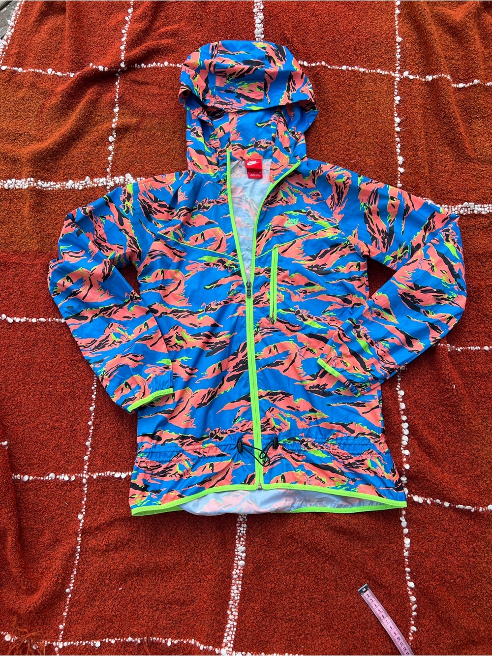 Nike Women’s Fluorescent Windbreaker - Bright Blue & Coral Print size Small